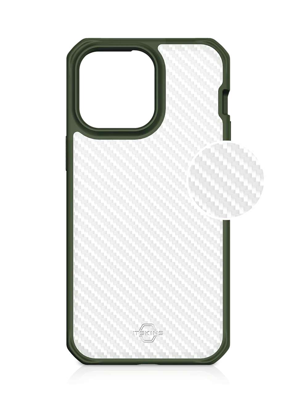Itskins Hybrid Tek iPhone 14 Pro Case - Olive Green And Transparent - Tashqila Itskins Hybrid Tek iPhone 14 Pro Case - Olive Green And Transparent - Tashqila